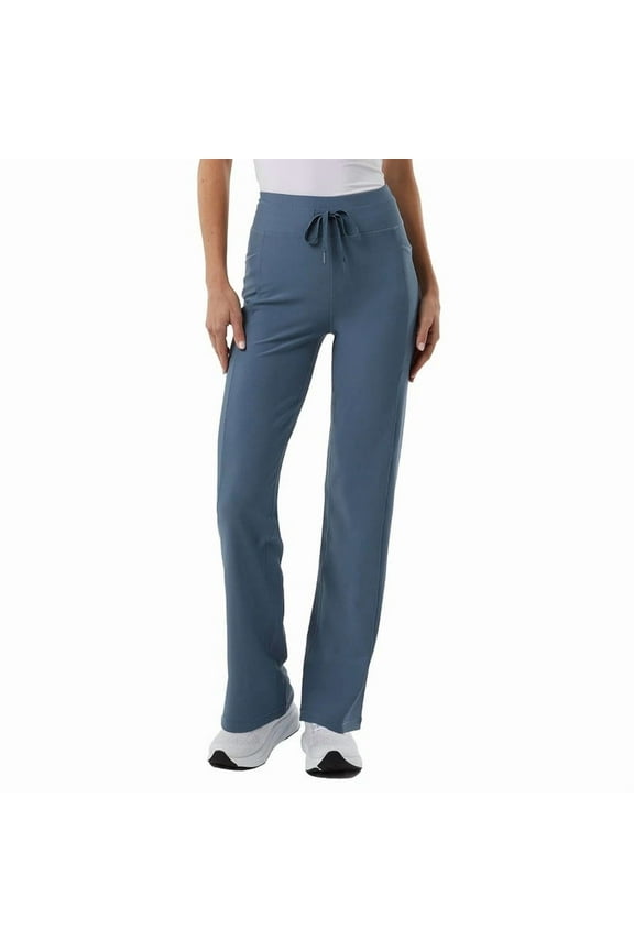 Cool Women's High Rise Ribbed Active Yoga Semi-Flare Pant (US, Alpha, Small, Regular, Regular, Blue)
