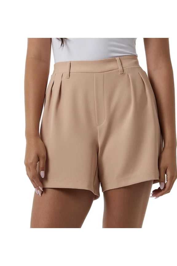 Cool Women's Pull On Pleated Short (US, Alpha, Large, Regular, Regular, Washed Coral (Orange))