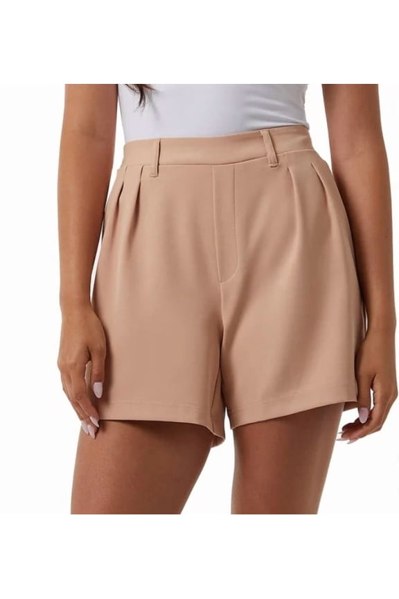 Cool Women's Pull On Pleated Short (US, Alpha, Small, Regular, Regular, Washed Coral (Orange))