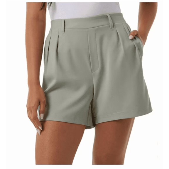 32 Degrees Women Pleated Short, Elastic Back of Waistband, Green, X-Large