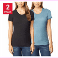 thumbnail image 1 of 32 Degrees Cool Women's Scoop Neck Breathable T-Shirt  L/Black/Heather Dust Teal, 1 of 2