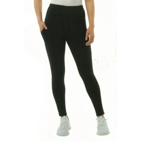 32 Degrees Cool Women's Side Pockets Ribbed Legging (Black, Small)