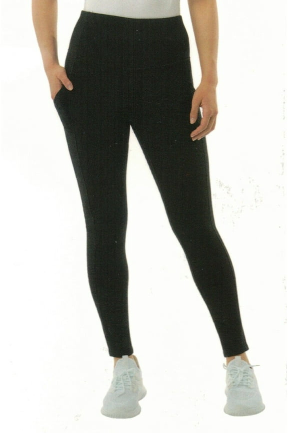 Cool Women's Side Pockets Ribbed Legging (Black, Small)