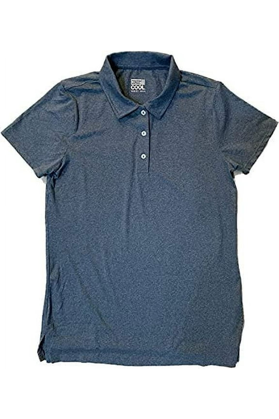 Cool Women's Sun Protection UPF 50+ Short Sleeve Polo Shirt (Heather Indigo, Medium)