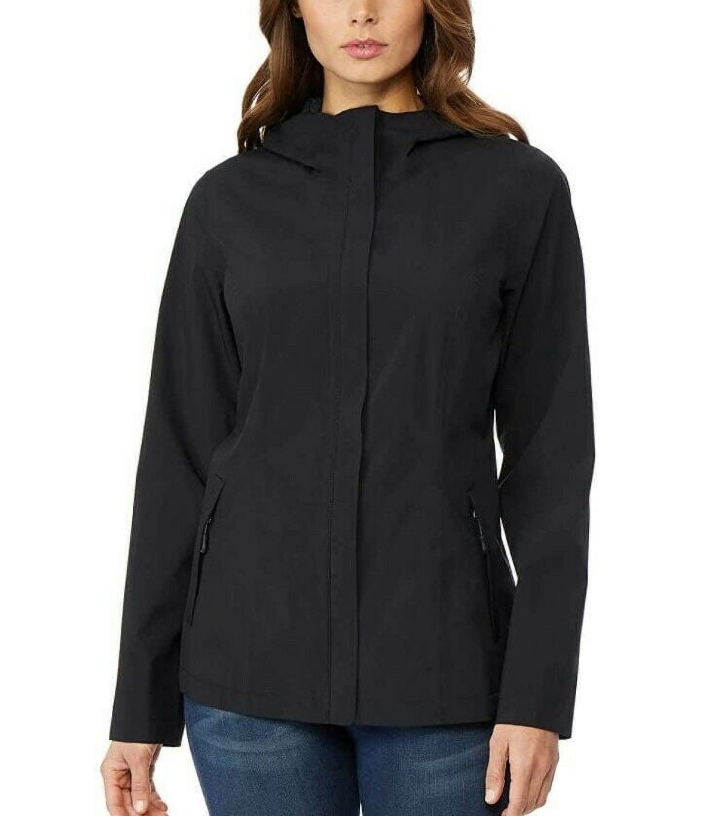 32 Degrees Cool Women's Waterproof Rain Jacket, Black Medium