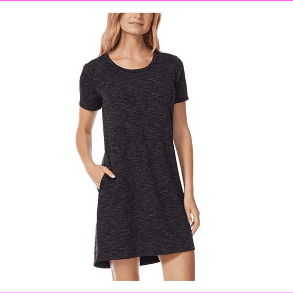 32 Degrees Cool Women's Short Sleeve Dress Black Space Dye, Large - NEW