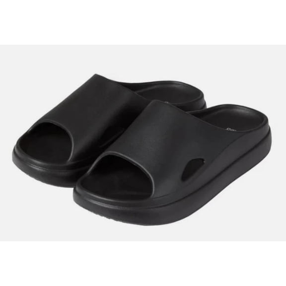 32 Degrees Cushion Slide Sandals, Lightweight EVA Comfort Slides, Black, Small (W 67 / M 45)