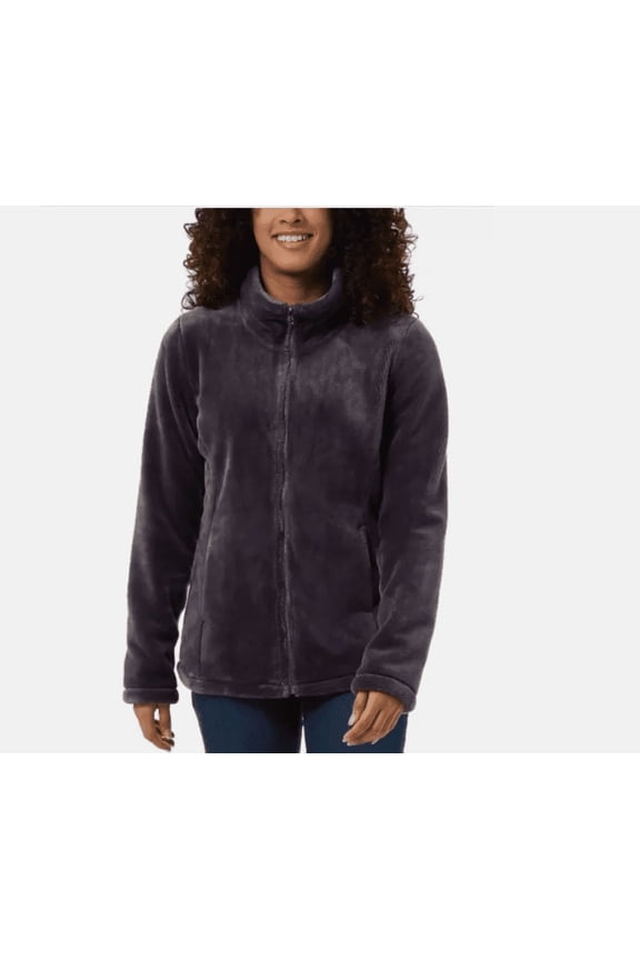Women's Plush Faux Fur Jacket Full Zip, Soft & Cozy - Plus Sizes Available (Purple, L)