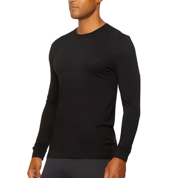 32 Degrees Heat Men's Long Sleeve Base Layer Crew Neck Shirt 2-Pack , M,Black