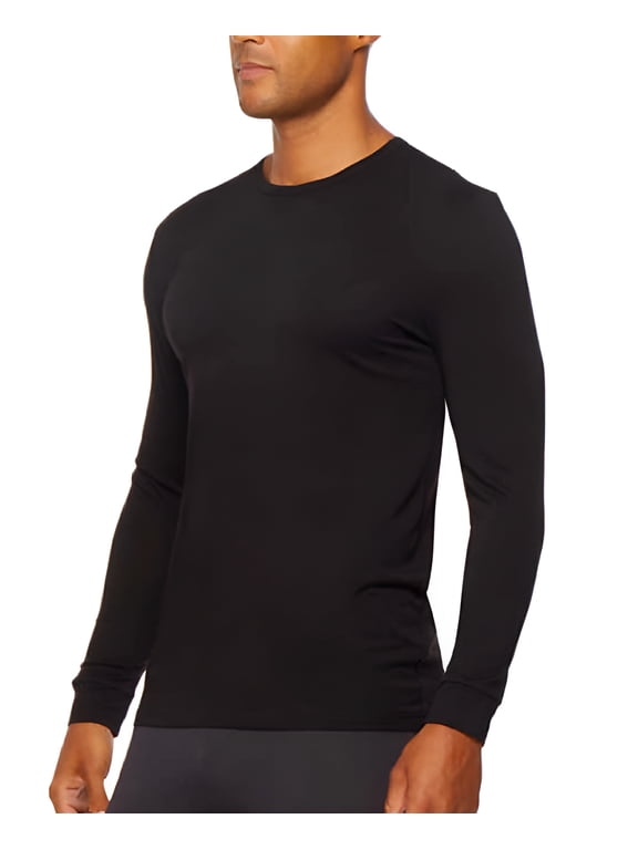 Heat Men's Long Sleeve Base Layer Crew Neck Shirt 2-Pack , M,Black