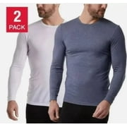 32 Degrees Heat Men s Long Sleeve Crew Neck Shirt, 2-Pack   White & Heather Blue, X-Large