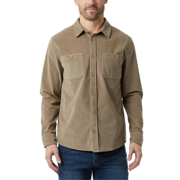 32 Degrees Heat Men's Midweight Corduroy Overshirt (British Khaki Tan/X-Large)