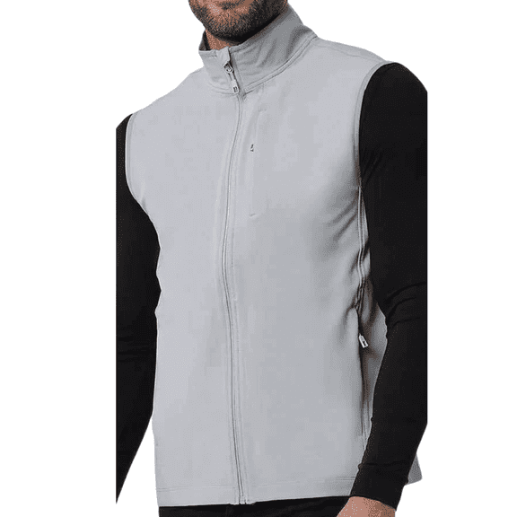 32 Degrees Heat Men’s Midweight Tech Vest, Full-Zip Sleeveless Soft-Shell Jacket – Gray, Size S