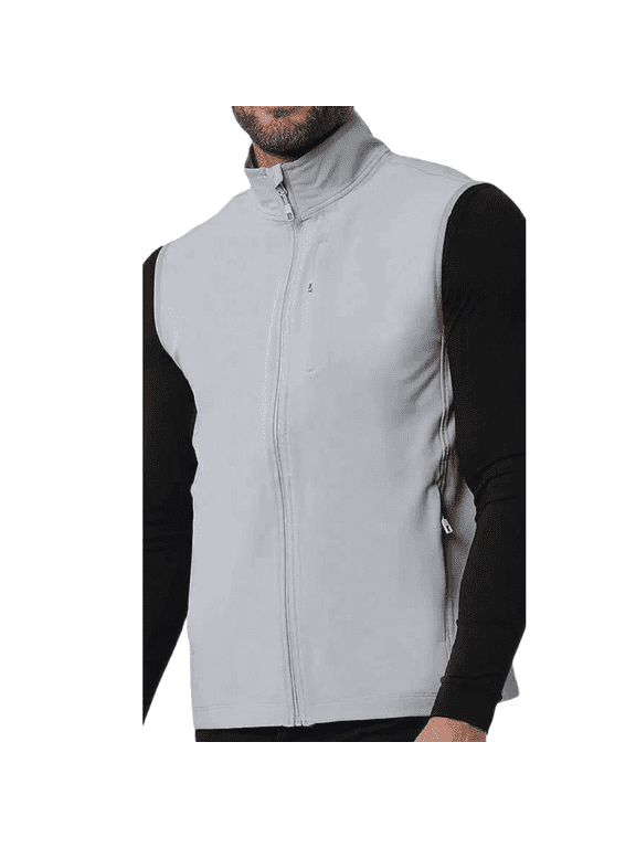 Heat Mens Midweight Tech Vest, Full-Zip Sleeveless Soft-Shell Jacket Gray, Size S