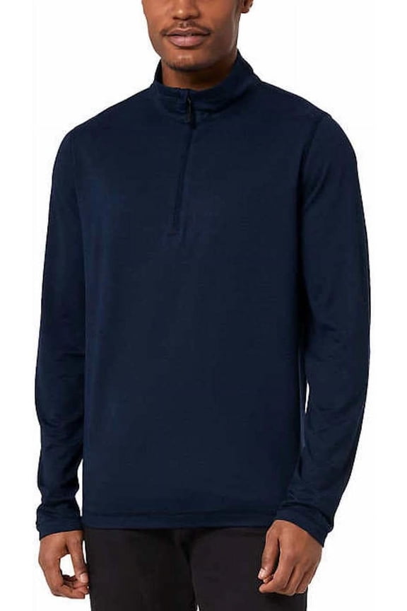 Heat Men's Soft Quarter Zip Long Sleeve Pullover (Blue, S)