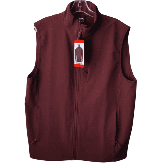 32 Degrees Heat Men’s Midweight Tech Vest – Full-Zip Sleeveless Shell, Water-Repellent Finish (Red, M)