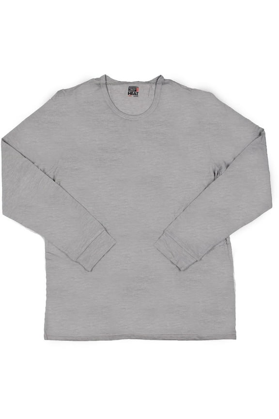 Heat Mens Long Sleeve Crew Neck Performance Base Layer Shirt Heather Charcoal Large
