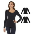 thumbnail image 1 of 32 Degrees Women's 2 Pack Ultra Light Thermal Baselayer Scoop Top, 1 of 3