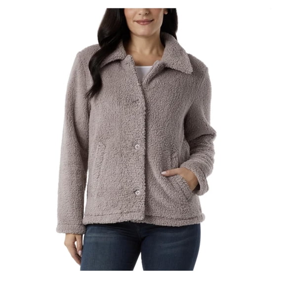 32 Degrees Women's Cozy Fleece Button Front Jacket - Navy - XL