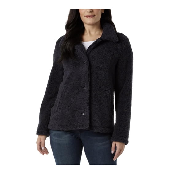 32 Degrees Heat Women's Cozy Fleece Button Front Jacket (US, Alpha, Medium, Regular, Regular, Navy)