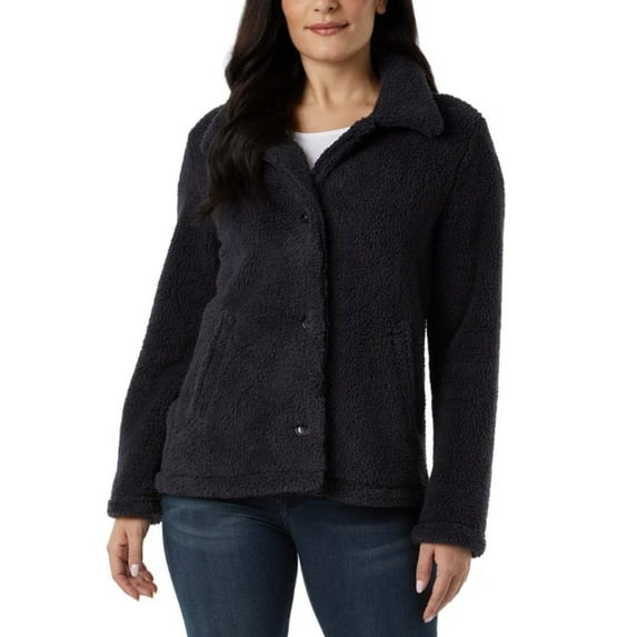 32 Degrees Women's Cozy Fleece Button Front Jacket - Navy - XL