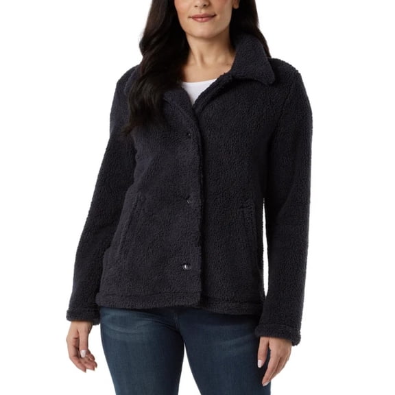 32 Degrees Women's Cozy Fleece Button Front Jacket - Navy - XS