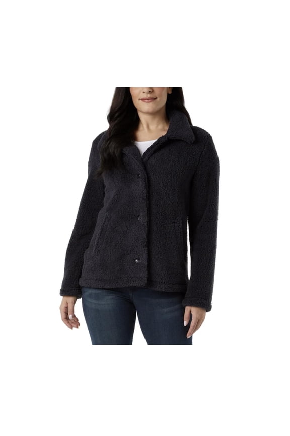 32 Degrees Heat Women's Cozy Fleece Button Front Jacket (US, Alpha, XX-Large, Regular, Regular, Navy)