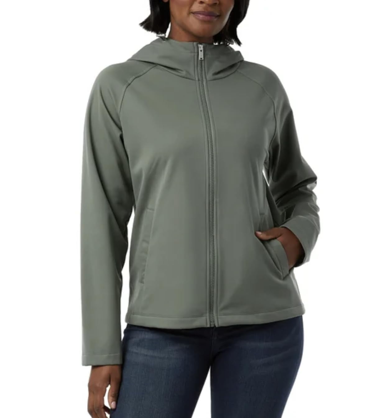 32 DEGREES Heat Women's Fleeced Line Hooded Full Zip Softshell Jacket (US, Alpha, Large, Regular, Regular, Green)