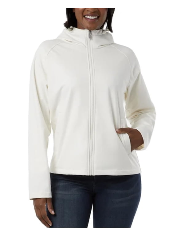 Heat Women's Fleeced Line Hooded Full Zip Softshell Jacket (US, Alpha, XX-Large, Regular, Regular, Cream)