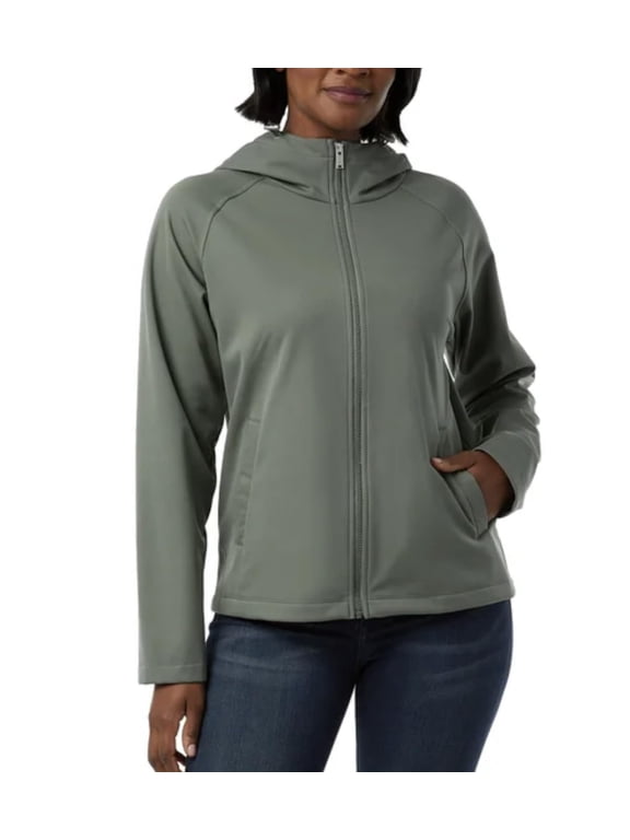 Heat Women's Fleeced Line Hooded Full Zip Softshell Jacket (US, Alpha, XX-Large, Regular, Regular, Green)