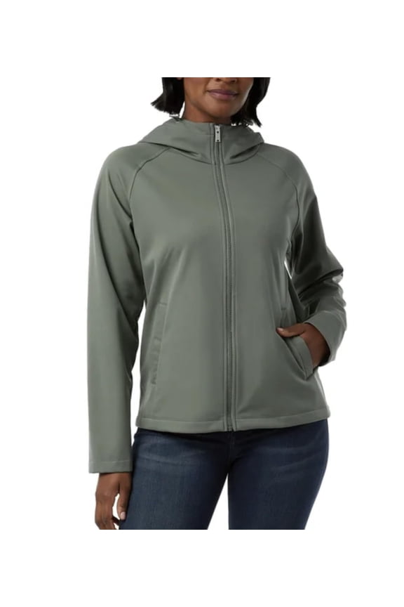 Heat Women's Fleeced Line Hooded Full Zip Softshell Jacket (US, Alpha, XX-Large, Regular, Regular, Green)