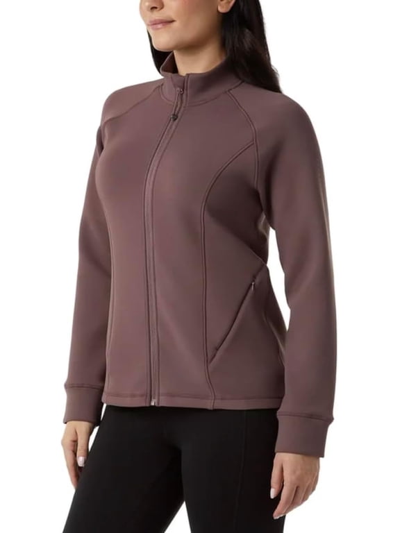 Heat Women's Full Zip Active Tech Jacket, Brown, XXL