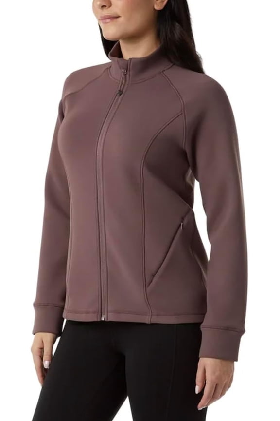 Heat Women's Full Zip Active Tech Jacket, Brown, XXL