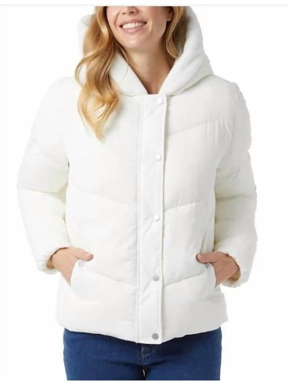 Heat Womens Quilted Jacket Lightweight Warm Outerwear - Small - White