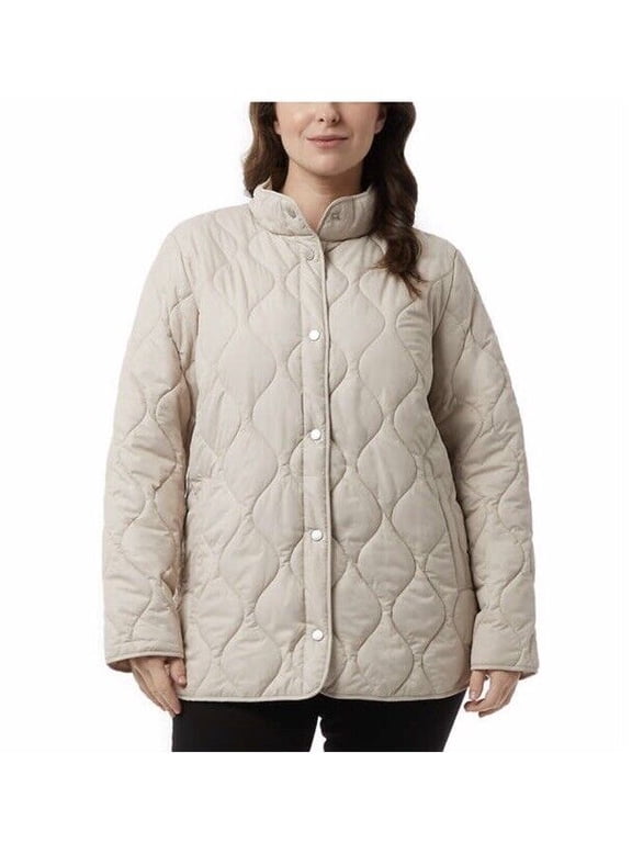 Heat Women's Quilted Jacket Puffer Coat, Coconut Beige Medium