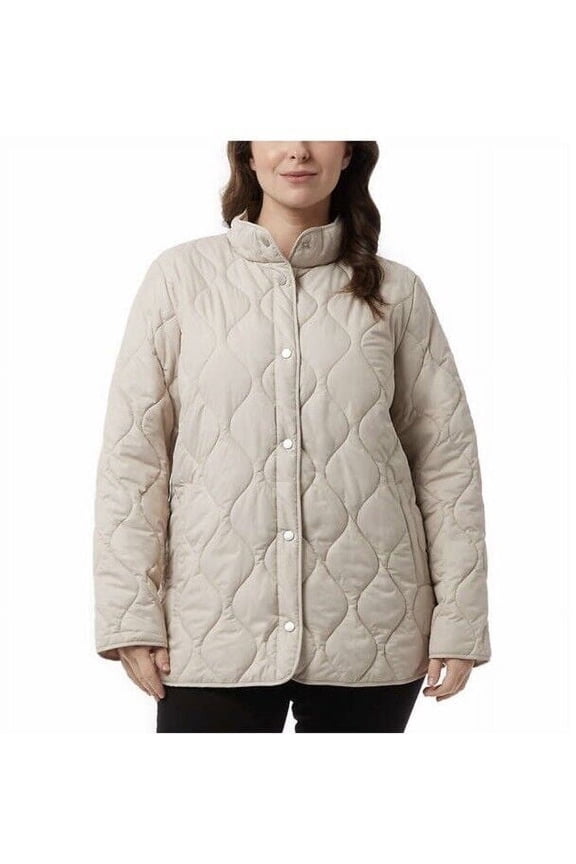 Heat Women's Quilted Jacket Puffer Coat, Coconut Beige XL