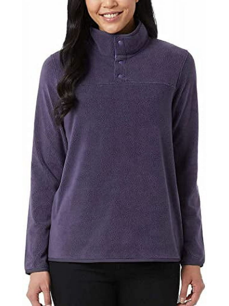 32 Degrees Heat Womens Midweight Snap Arctic Fleece Pullover (Gray