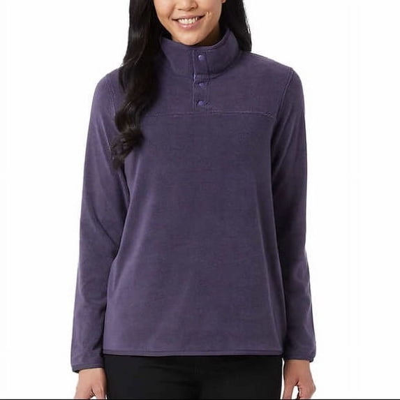 32 Degrees Heat Womens Midweight Snap Arctic Fleece Pullover Size: XS, Color: Gray Navy