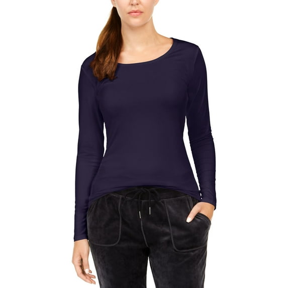 32 Degrees Heat Womens Scoop Neck Warm T-Shirt Purple XS