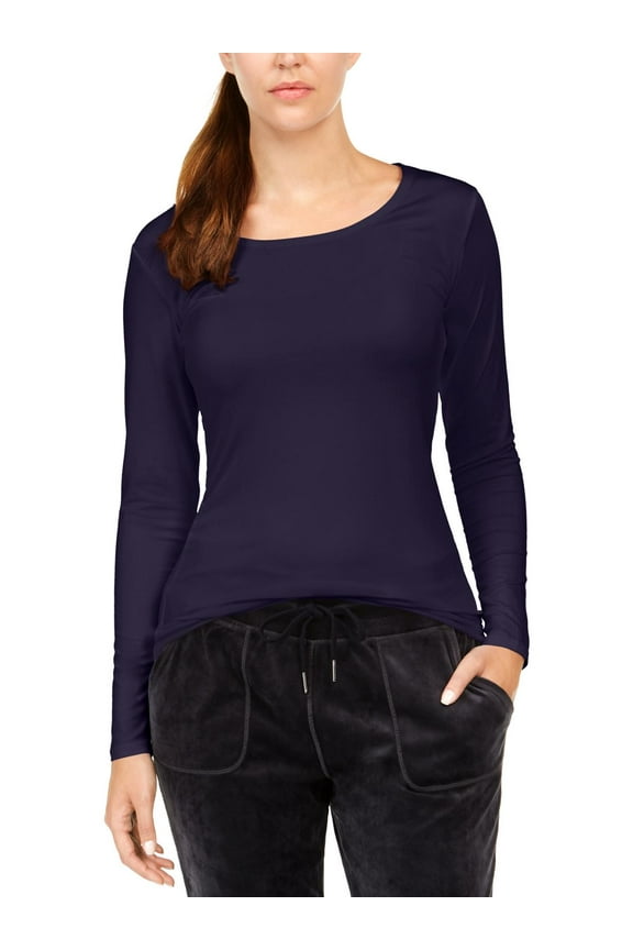 Heat Womens Scoop Neck Warm T-Shirt Purple XS