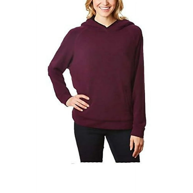 32 Degrees Heat WomensSherpa Lines Hooded Sweatshirt Maroon