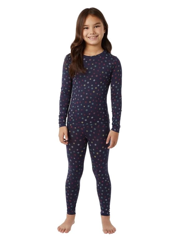 Kid's Heat Base Layer Set (Navy Snowflake, X-Large)