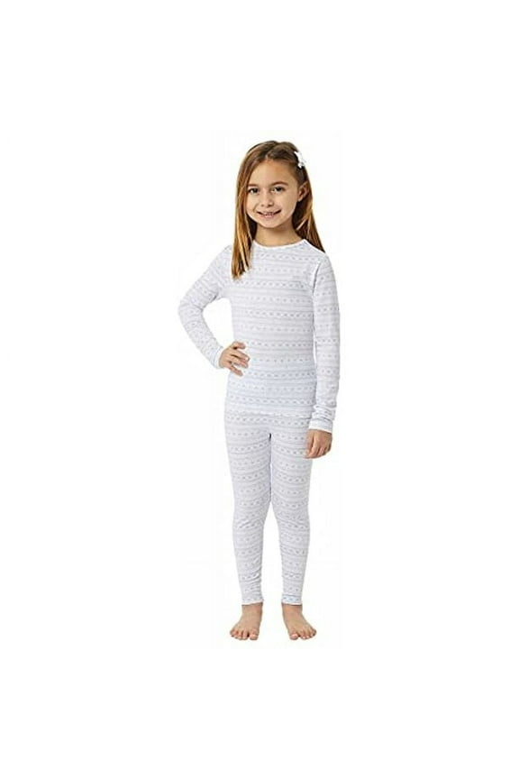 Kid's XL Frozen Snowflake/Built-in Pocket Heat Base Layer Set, White