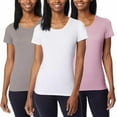 thumbnail image 1 of 32° Degrees Ladies' Cool Tee T Shirt, 3-pack (White, Grey, Blush, Small), 1 of 4