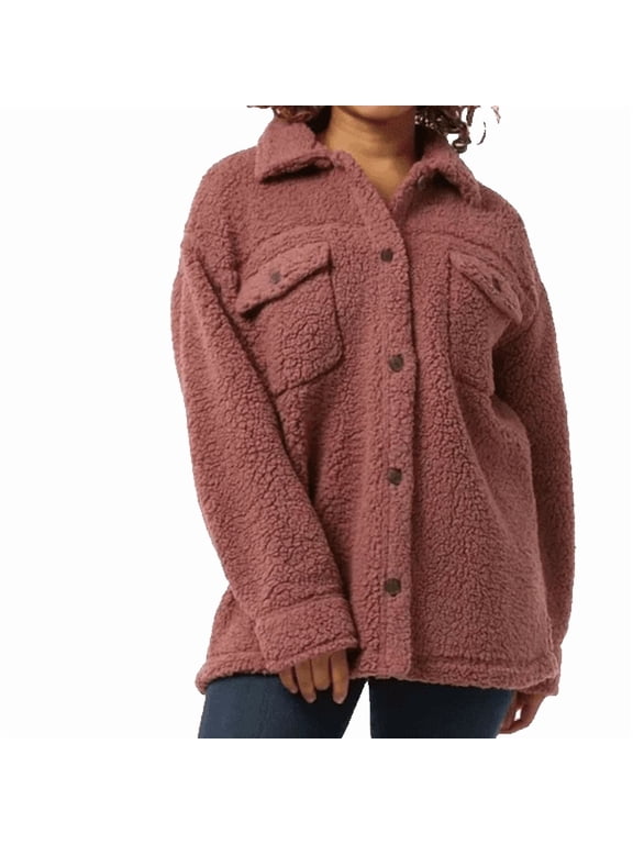 Ladies Cozy Shirt Jacket - (Pink, XS/S)