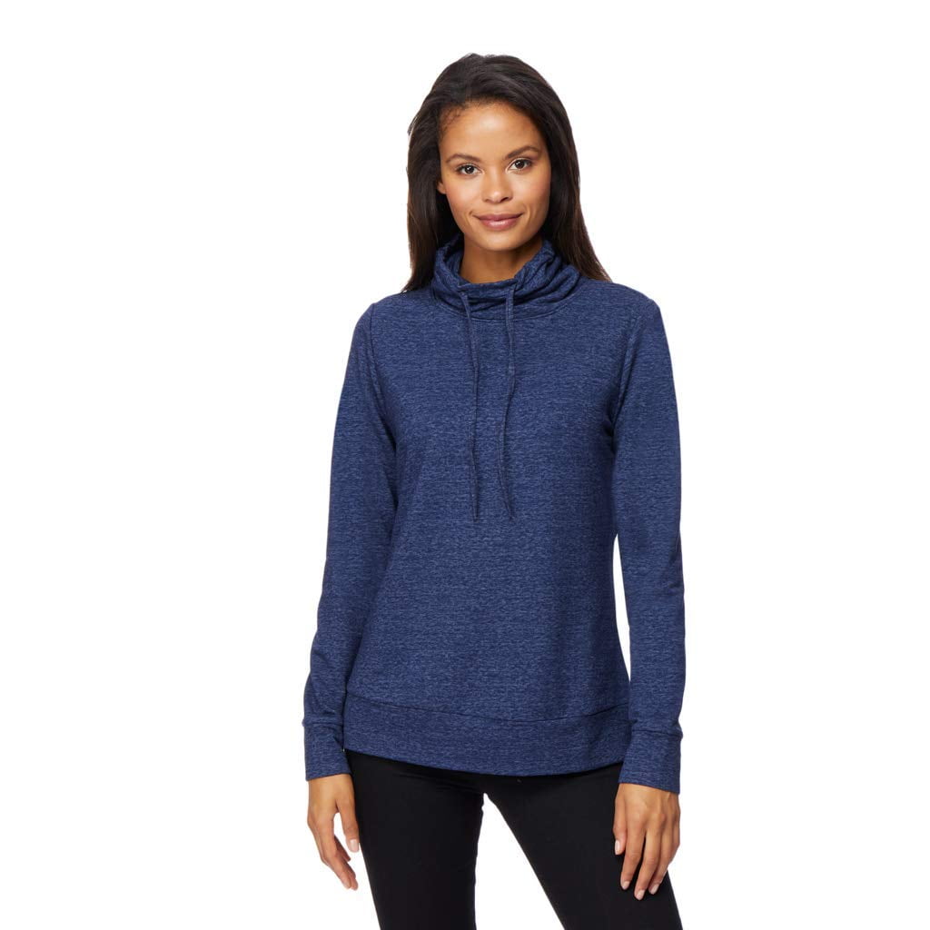 NWT Women's 32 Degrees Heat Funnel Cowl Neck Purple Long Sleeve Top Pullove