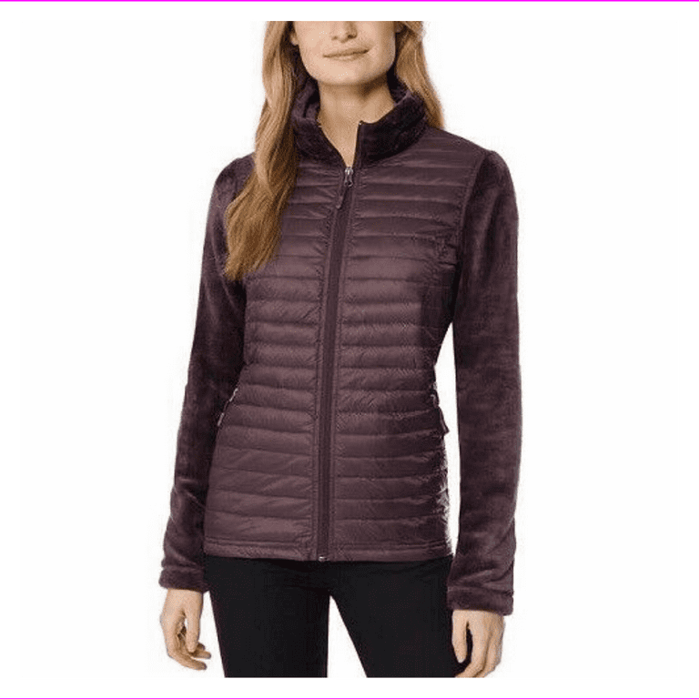 32 Degrees Ladies Mixed Media Plush Faux Fur Down Jacket S Purple