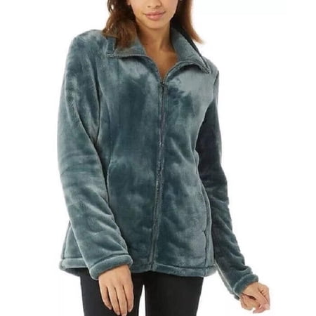 32 Degrees Women's Plush Faux Fur Jacket Soft & Cozy, Green, Plus Sizes