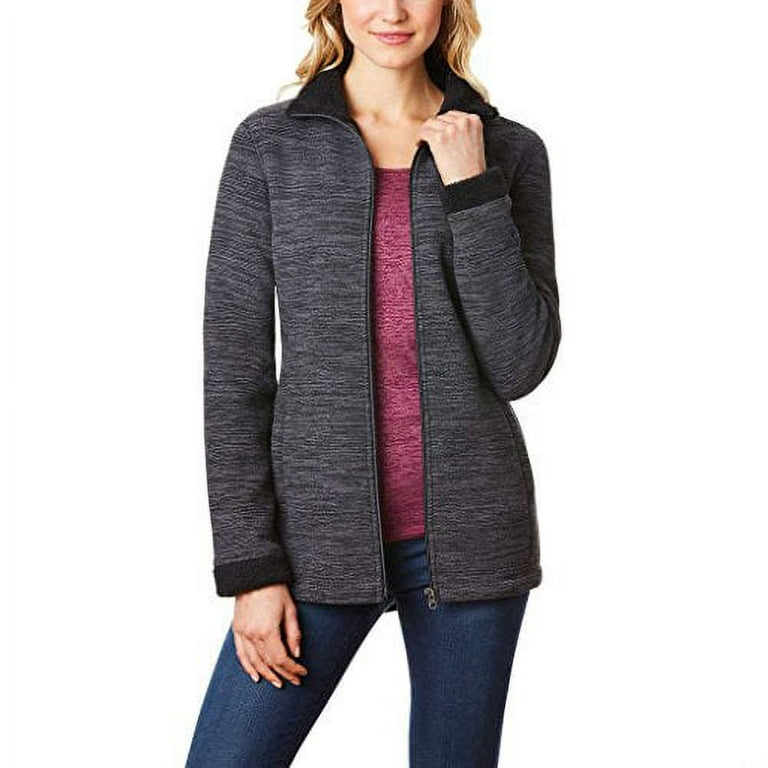 32 Degrees Ladies Sherpa Lined Fleece Jacket L Gray