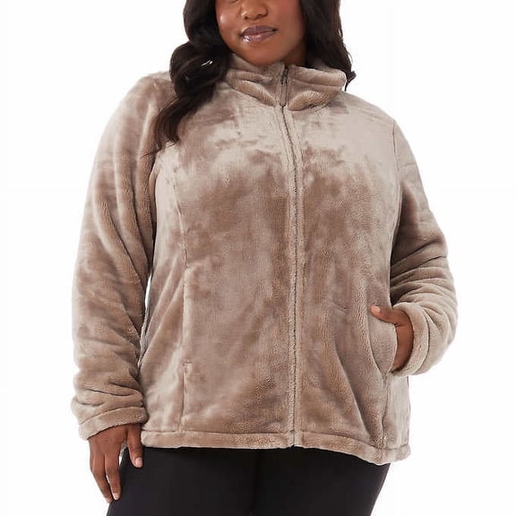 32 Degrees Ladies’ Size Small Plush Zipper Front Jacket, Tan